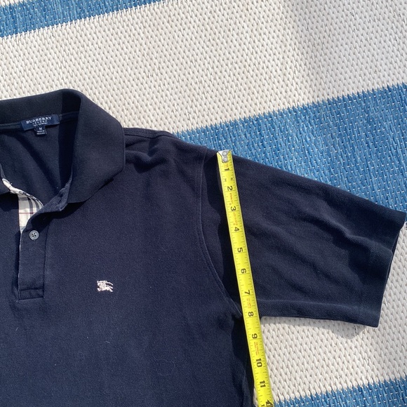 Burberry Navy Polo with White embroidered logo and Nova Check Detail! Size Med! - Picture 6 of 7